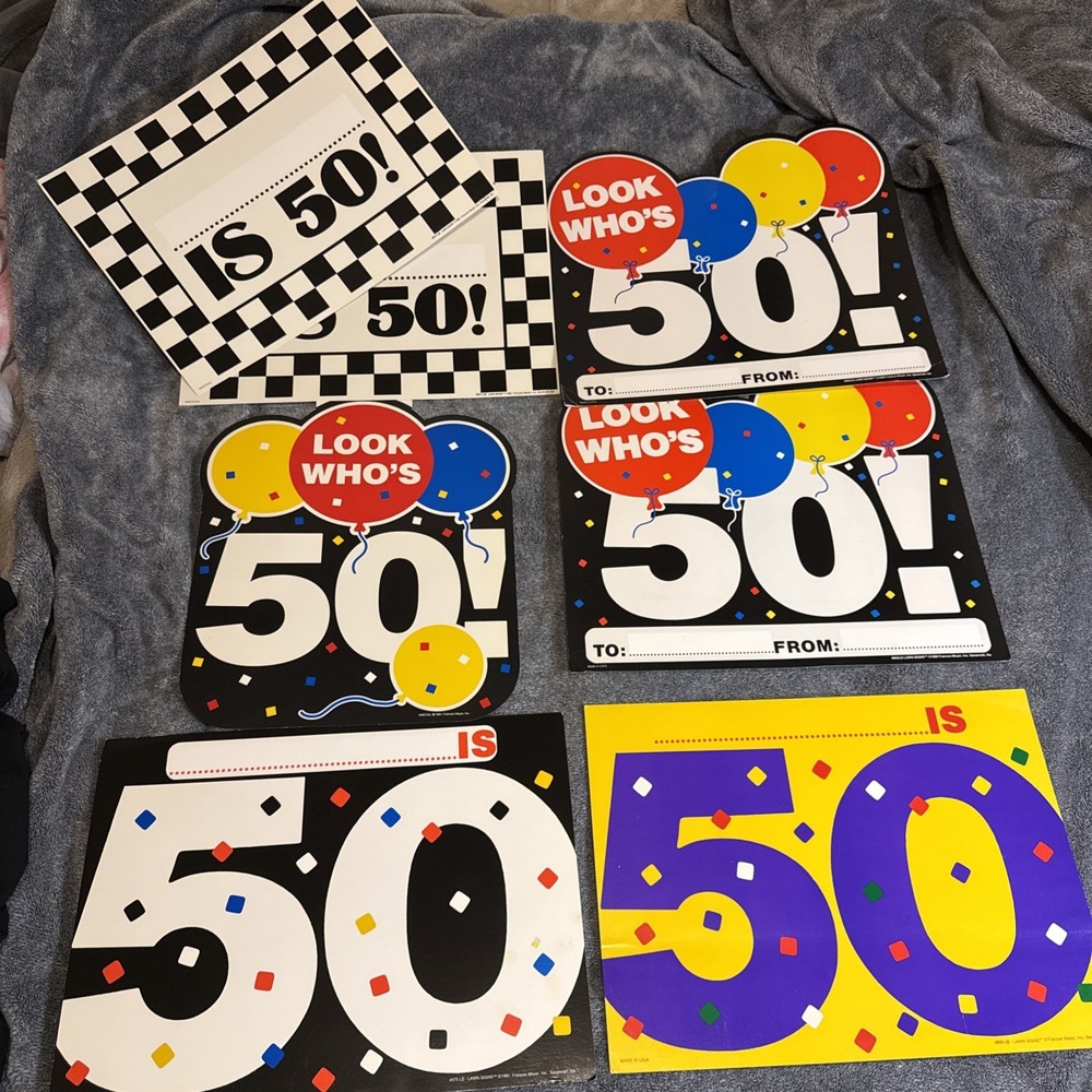 Vintage 50th Birthday Die-Cuts Lot 7 Cardboard Wall Lawn Signs Frances Meyer